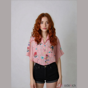 Tomboy Vintage Woody Woodpecker Pink Multi Short Sleeve Shirt - Med